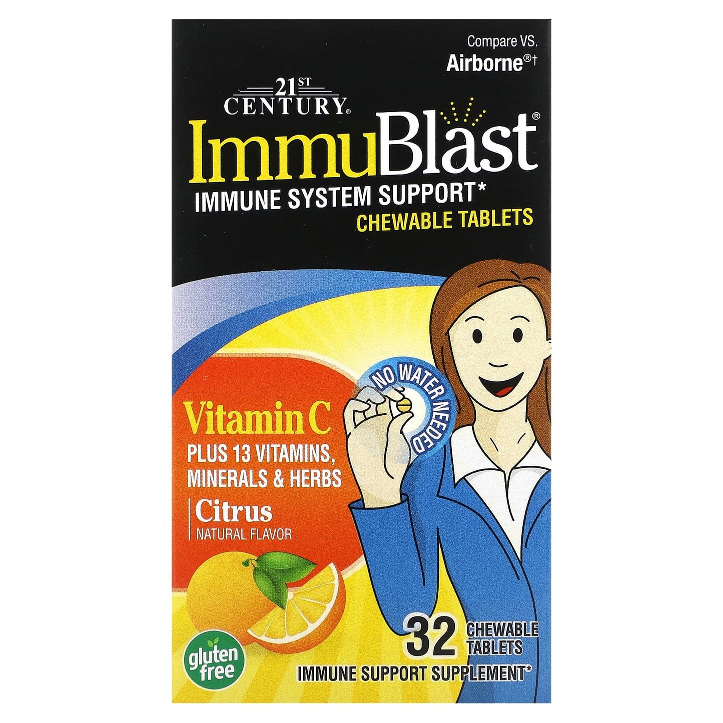 21st Century-ImmuBlast-Vitamin C-Citrus-32 Chewable Tablets