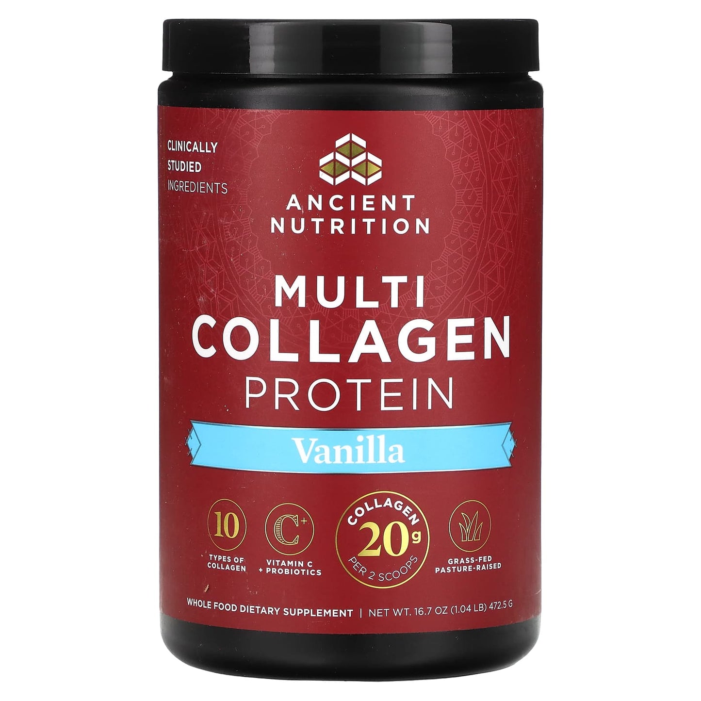 Ancient Nutrition-Multi Collagen Protein-Vanilla-1.04 lb (472.5 g)