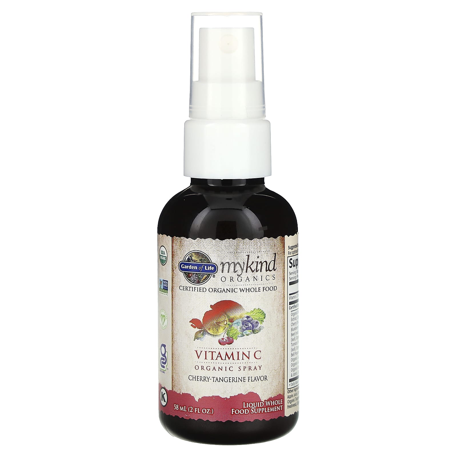 Garden of Life-MyKind Organics-Vitamin C Organic Spray-Cherry-Tangerine-2 fl oz (58 ml)