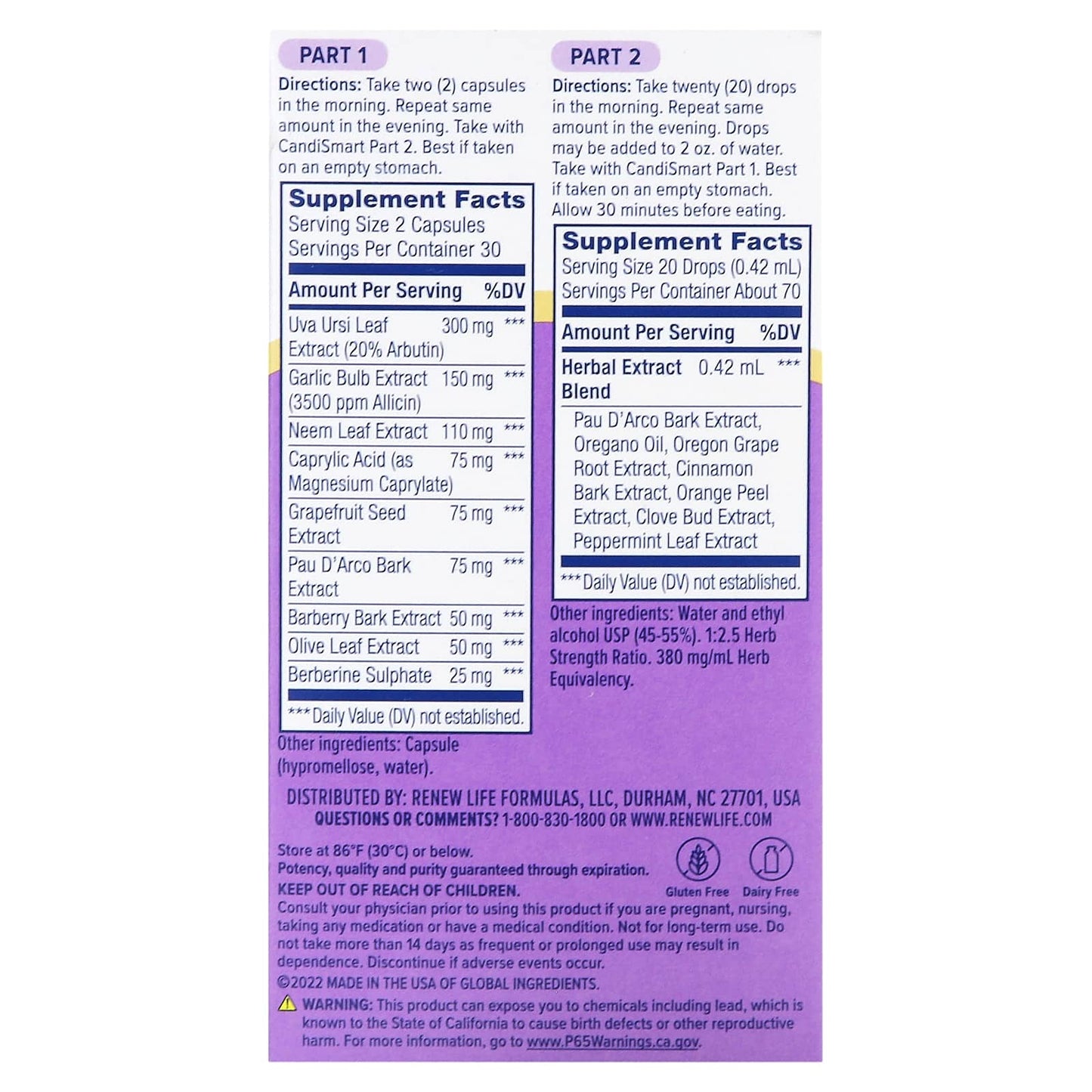 Renew Life, CandiSmart Cleanse, 14-Day Targeted Cleanse, 2-Part