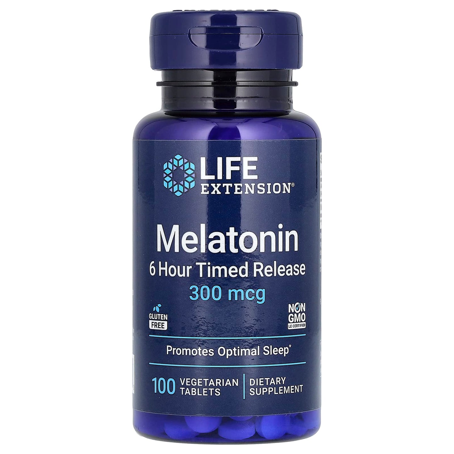 Life Extension-Melatonin-6 Hour Timed Release-300 mcg-100 Vegetarian Tablets