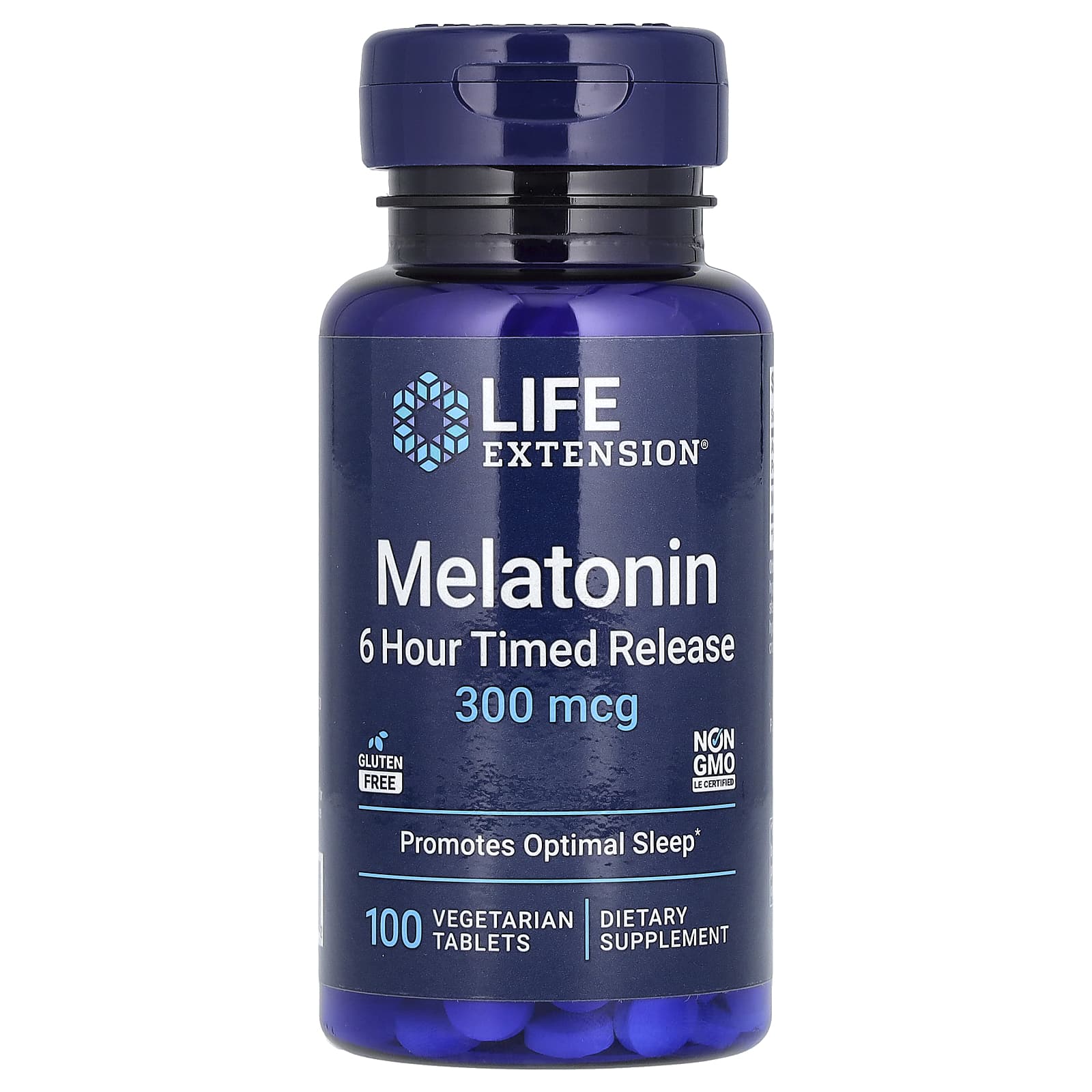 Life Extension-Melatonin-6 Hour Timed Release-300 mcg-100 Vegetarian Tablets