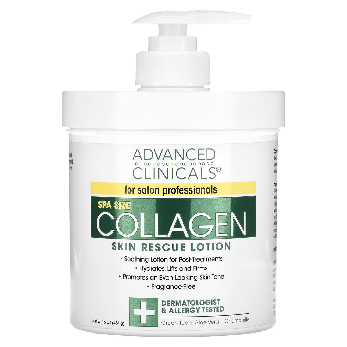 Advanced Clinicals-Collagen-Skin Rescue Lotion-Fragrance Free-16 oz (454 g)