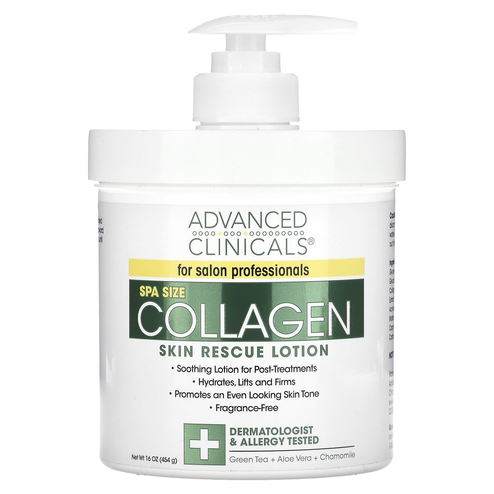 Advanced Clinicals-Collagen-Skin Rescue Lotion-Fragrance Free-16 oz (454 g)