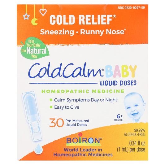 Boiron-Cold Calm Baby-Liquid Doses-Cold Relief-6+ Months-30 Pre-Measured Liquid Doses-0.034 fl oz (1 ml) Each