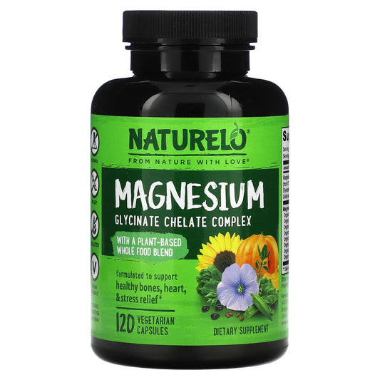 NATURELO-Magnesium Glycinate Chelate Complex-120 Vegetarian Capsules