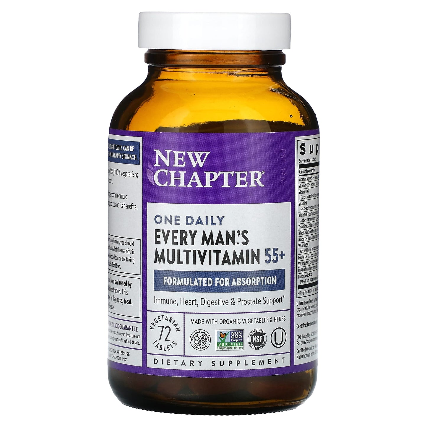 New Chapter, Every Man's One Daily 55+ Multivitamin, 72 Vegetarian Tablets