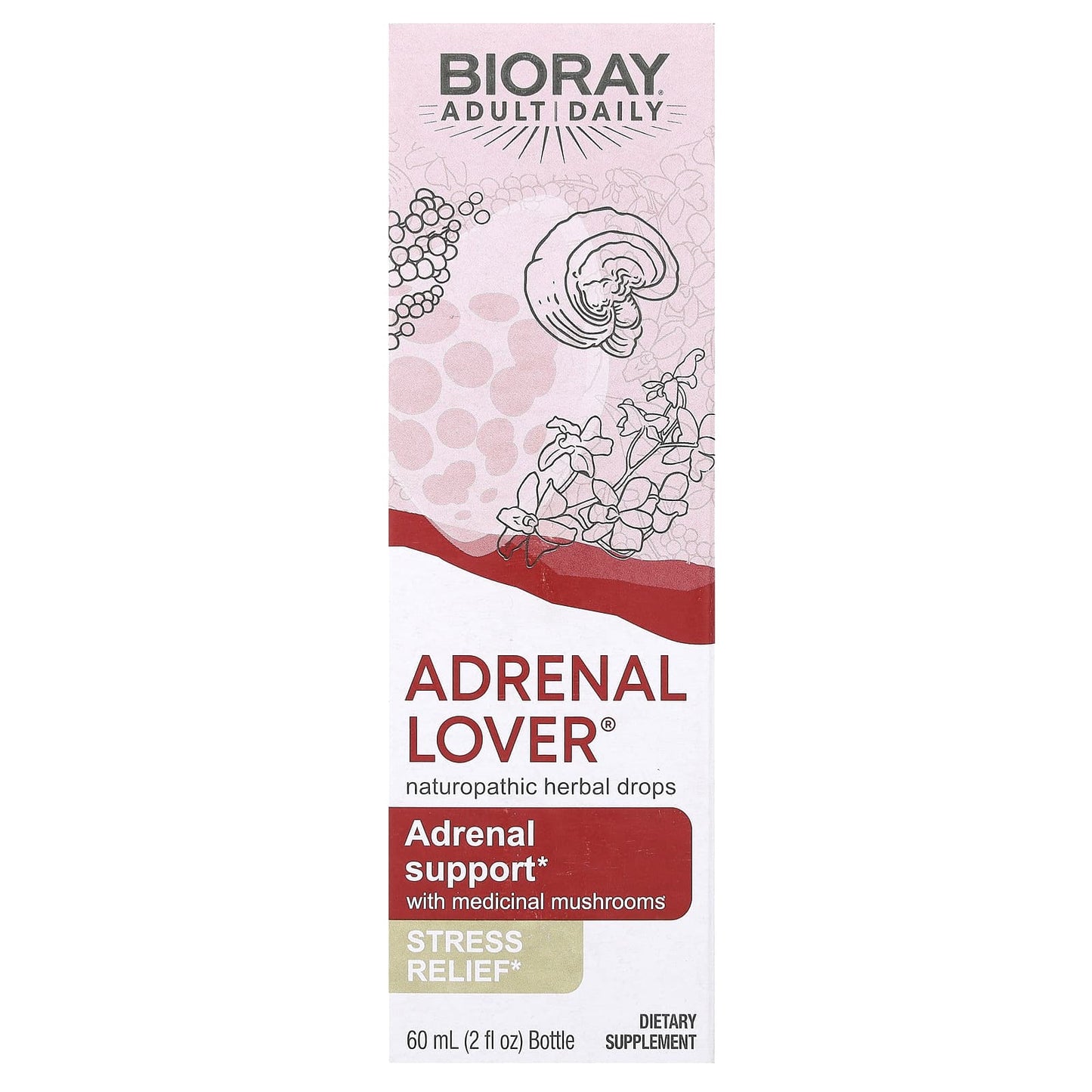 Bioray-Adrenal Lover-Adrenal Support with Medical Mushrooms-2 fl oz (60 ml)