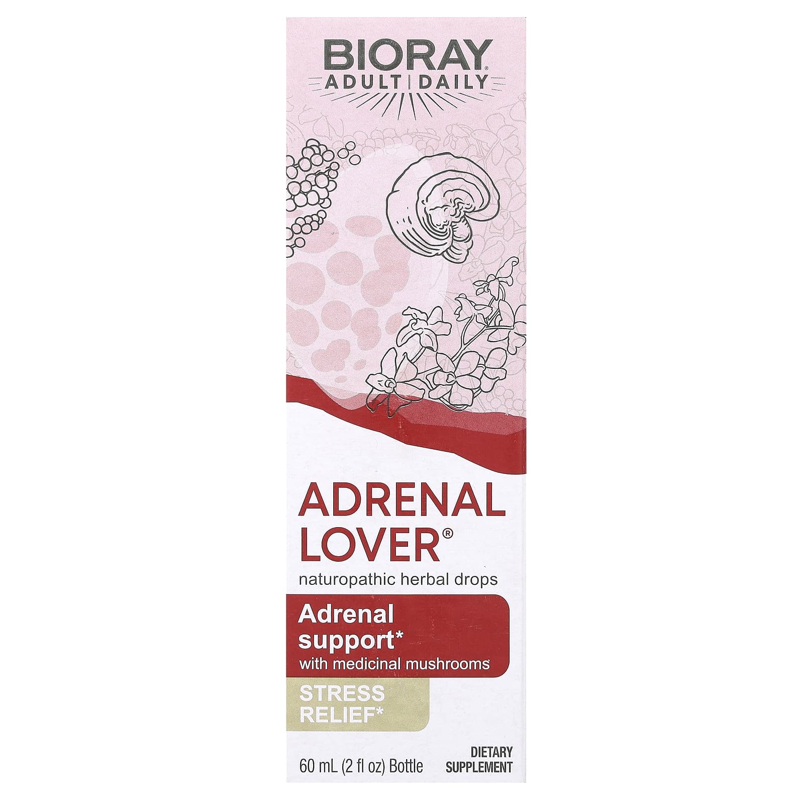 Bioray-Adrenal Lover-Adrenal Support with Medical Mushrooms-2 fl oz (60 ml)