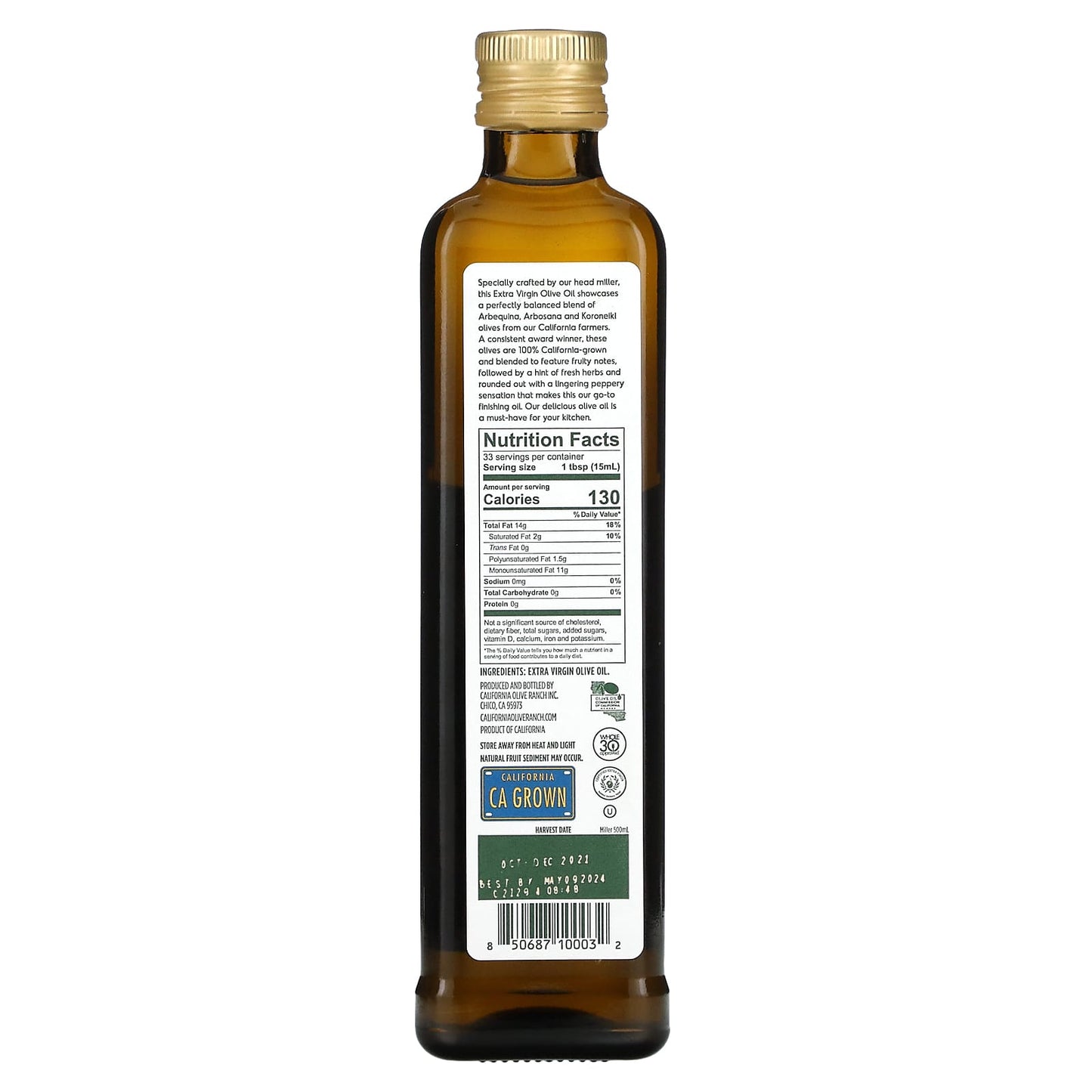 California Olive Ranch, 100% California, Extra Virgin Olive Oil, Miller's Blend, 16.9 fl oz (500 ml)