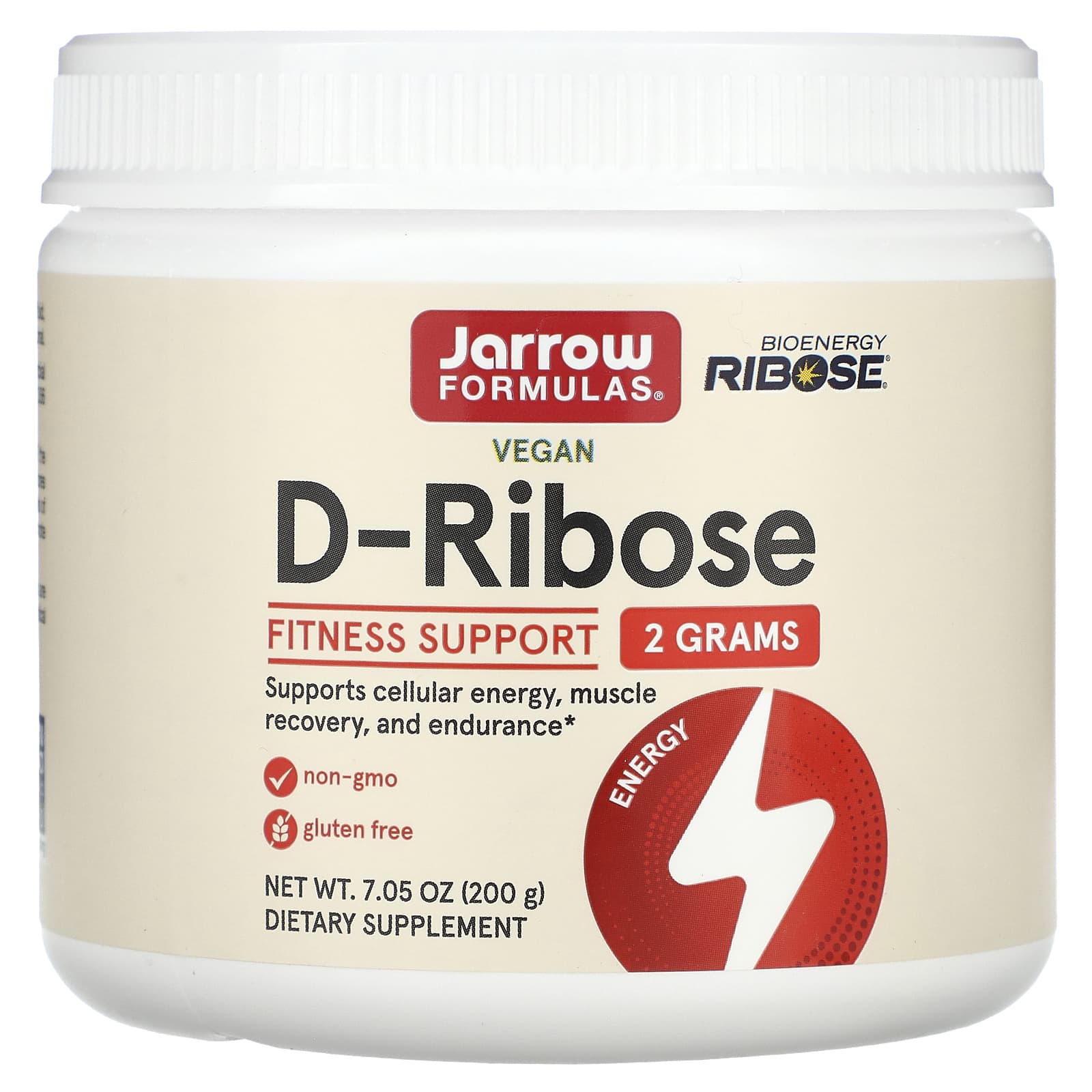 Jarrow Formulas-Vegan D-Ribose-2 g-7.05 oz (200 g)