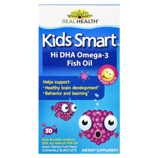 Bioglan-Kids Smart-Hi DHA-Omega 3 Fish Oil-Great Tasting Fruit Flavor-30 Chewable Burstlets