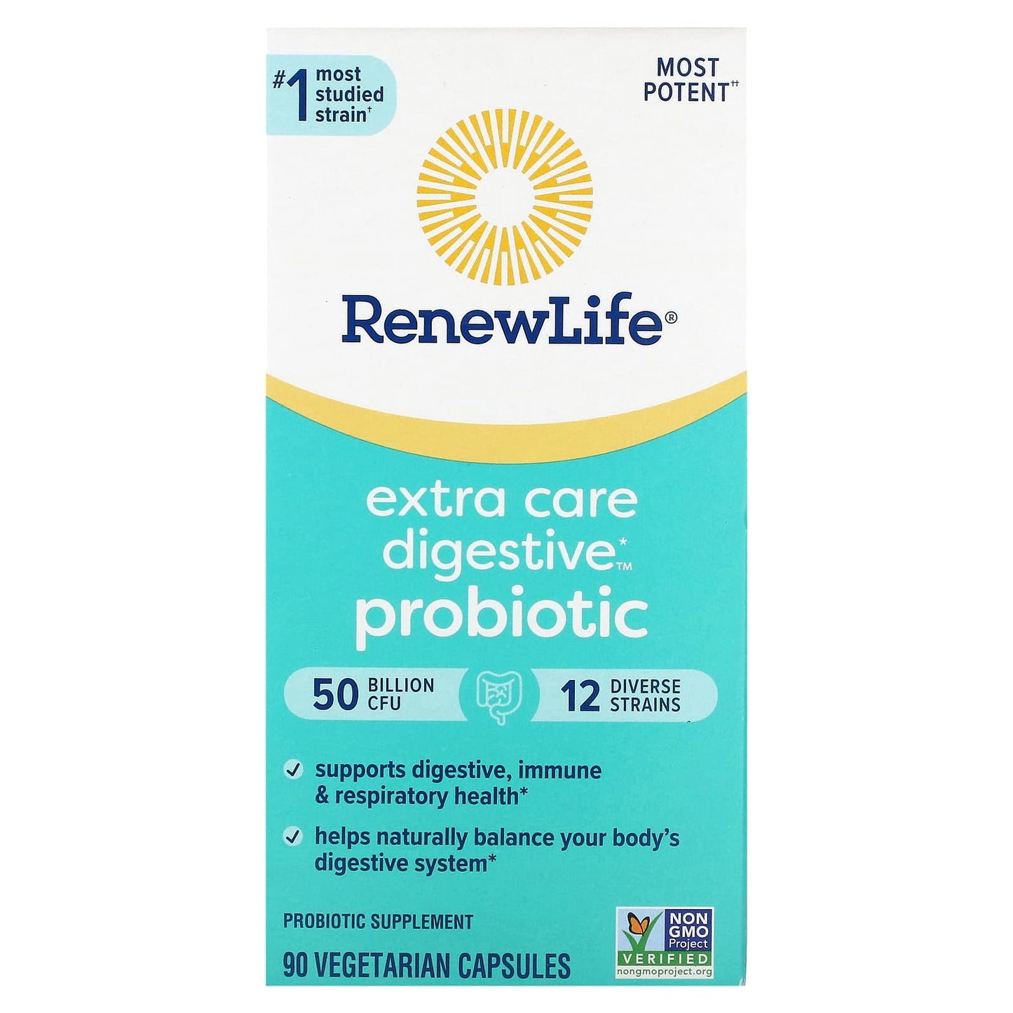 Renew Life-Extra Care Digestive Probiotic-50 Billion CFU-90 Vegetarian Capsules