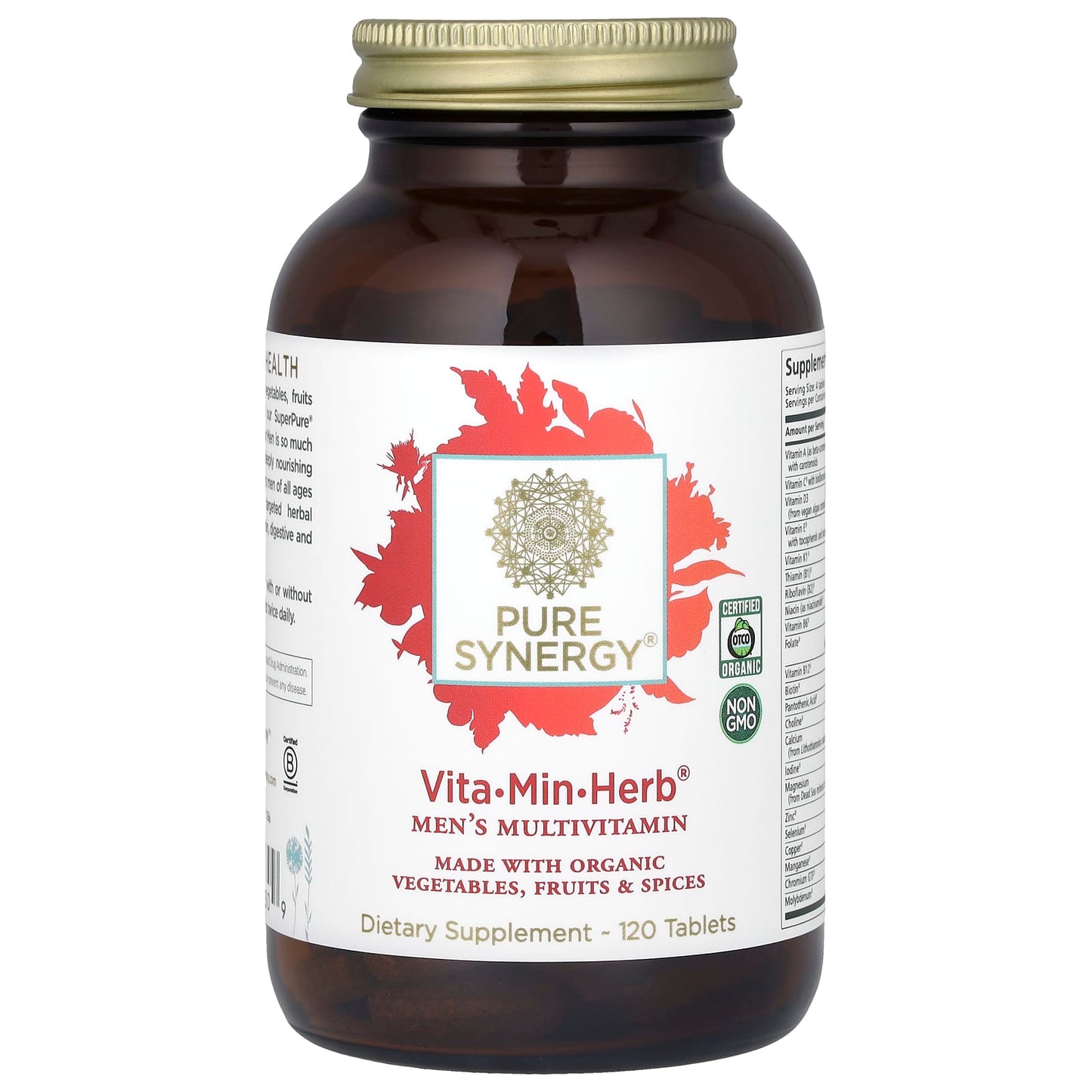 Pure Synergy-Vita-Min-Herb-Men's Multivitamin-120 Tablets