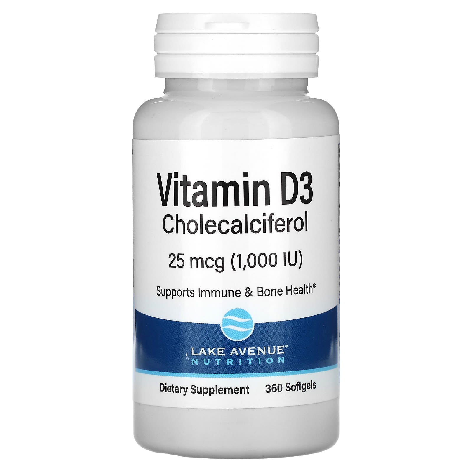 Lake Avenue Nutrition-Vitamin D3-25 mcg (1,000 IU)-360 Softgels