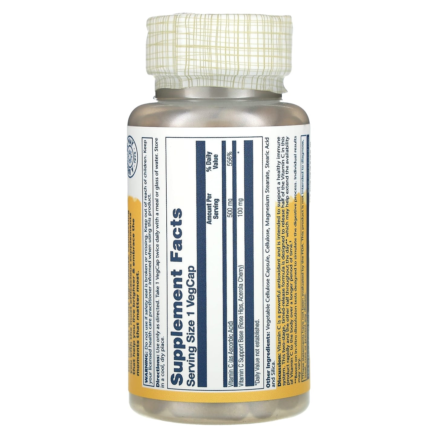 Solaray, Timed Release Vitamin C, 500 mg, 100 VegCaps