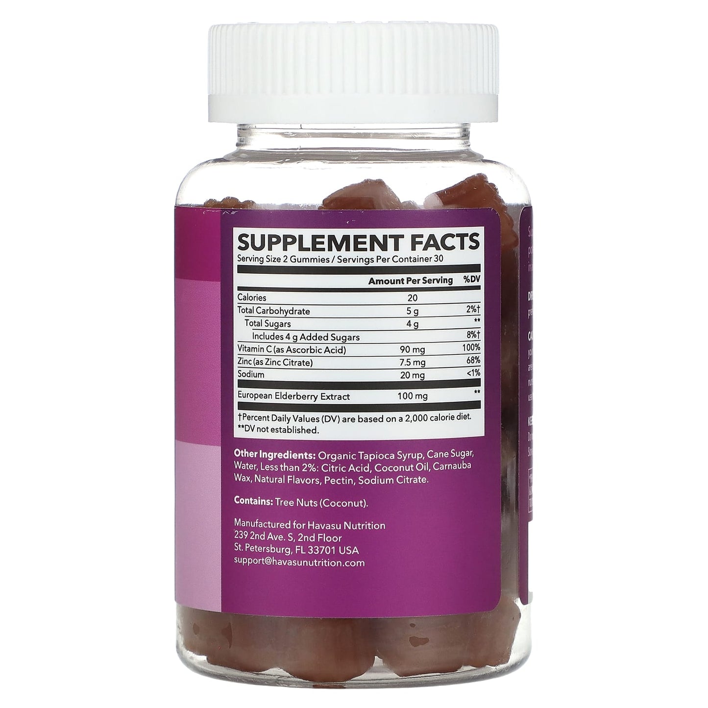 Havasu Nutrition, Elderberry Gummies, Natural Berry, 60 Gummies