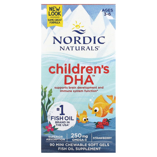 Nordic Naturals-Children's DHA-Ages 3-6-Strawberry-90 Mini Chewable Soft Gels