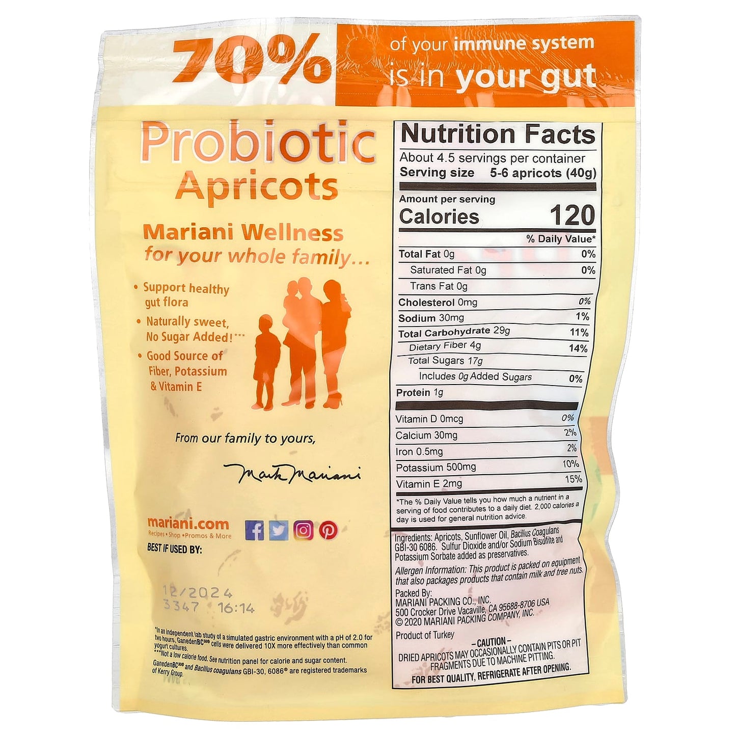 Mariani Dried Fruit, Probiotic Apricots, 6 oz (170 g)