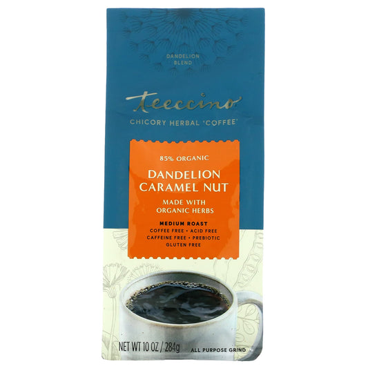 Teeccino-Chicory Herbal Coffee-Dandelion Caramel Nut-Medium Roast-Caffeine Free-10 oz (284 g)