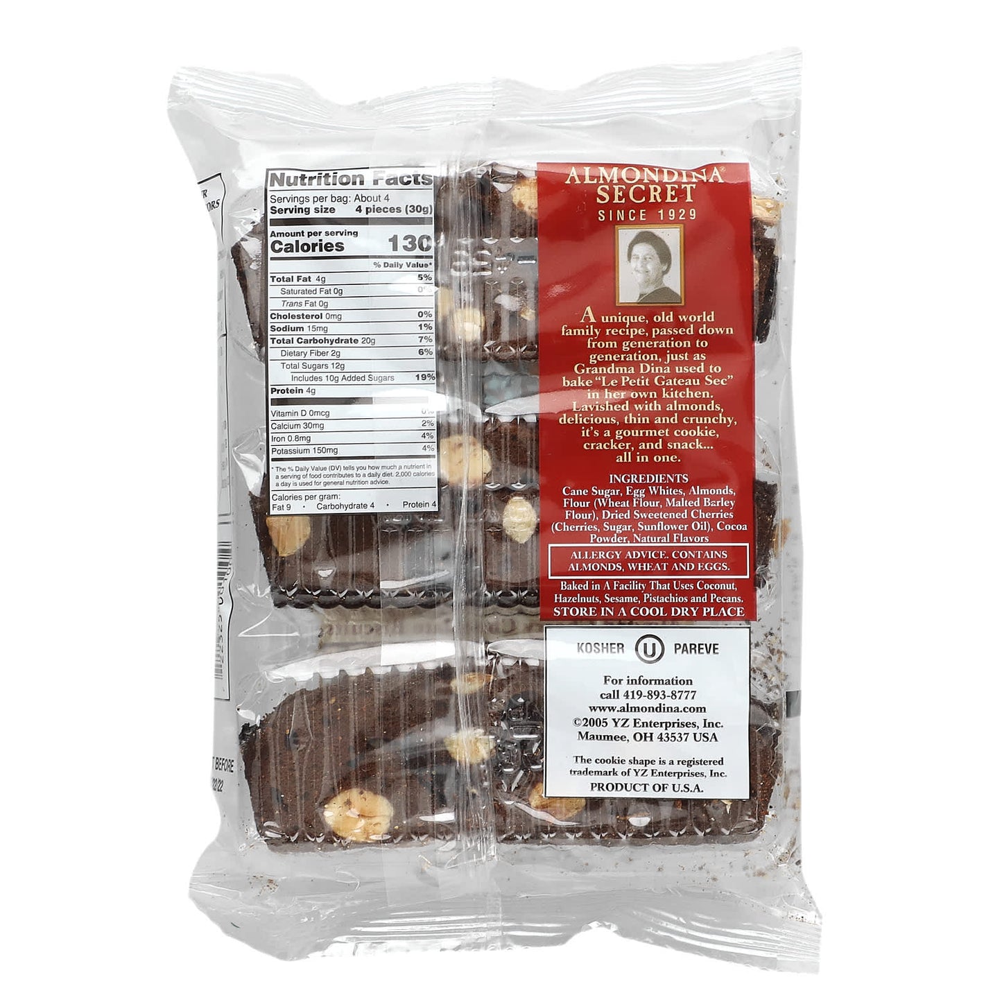 Almondina, Almond Cherry Chocolate Biscuits, Chocolate Cherry, 4 oz (113 g)