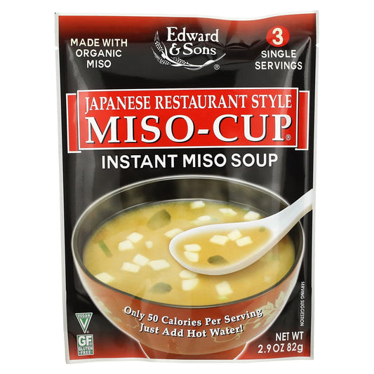 Edward & Sons-Miso-Cup-Japanese Restaurant Style-3 Individual Servings-2.9 oz (82 g)