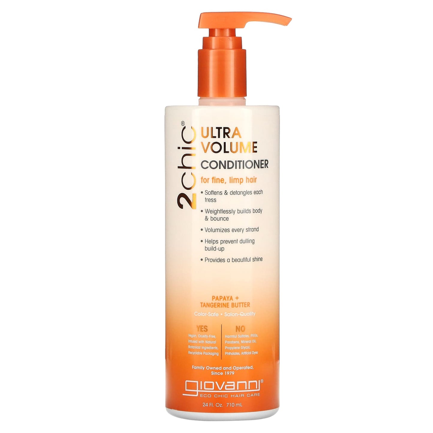 Giovanni-2chic-Ultra-Volume Conditioner-For Fine-Limp Hair-Papaya + Tangerine Butter-24 fl oz (710 ml)