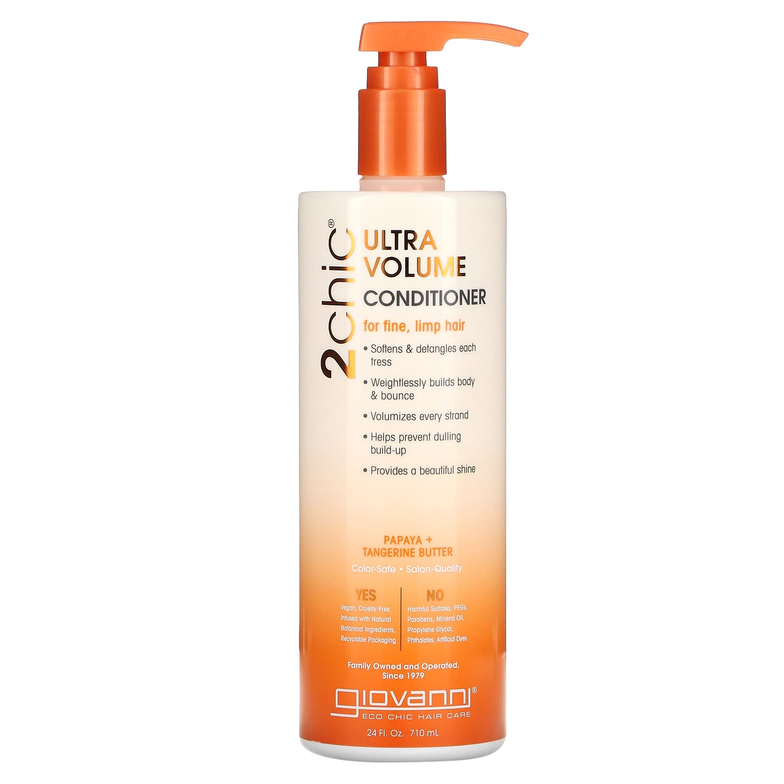 Giovanni-2chic-Ultra-Volume Conditioner-For Fine-Limp Hair-Papaya + Tangerine Butter-24 fl oz (710 ml)