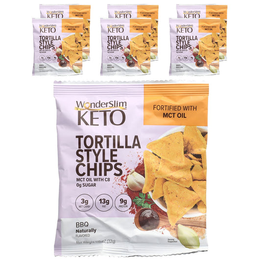 WonderSlim-Keto Tortilla Style Chips-BBQ-6 Bags-1.13 oz (32 g) Each