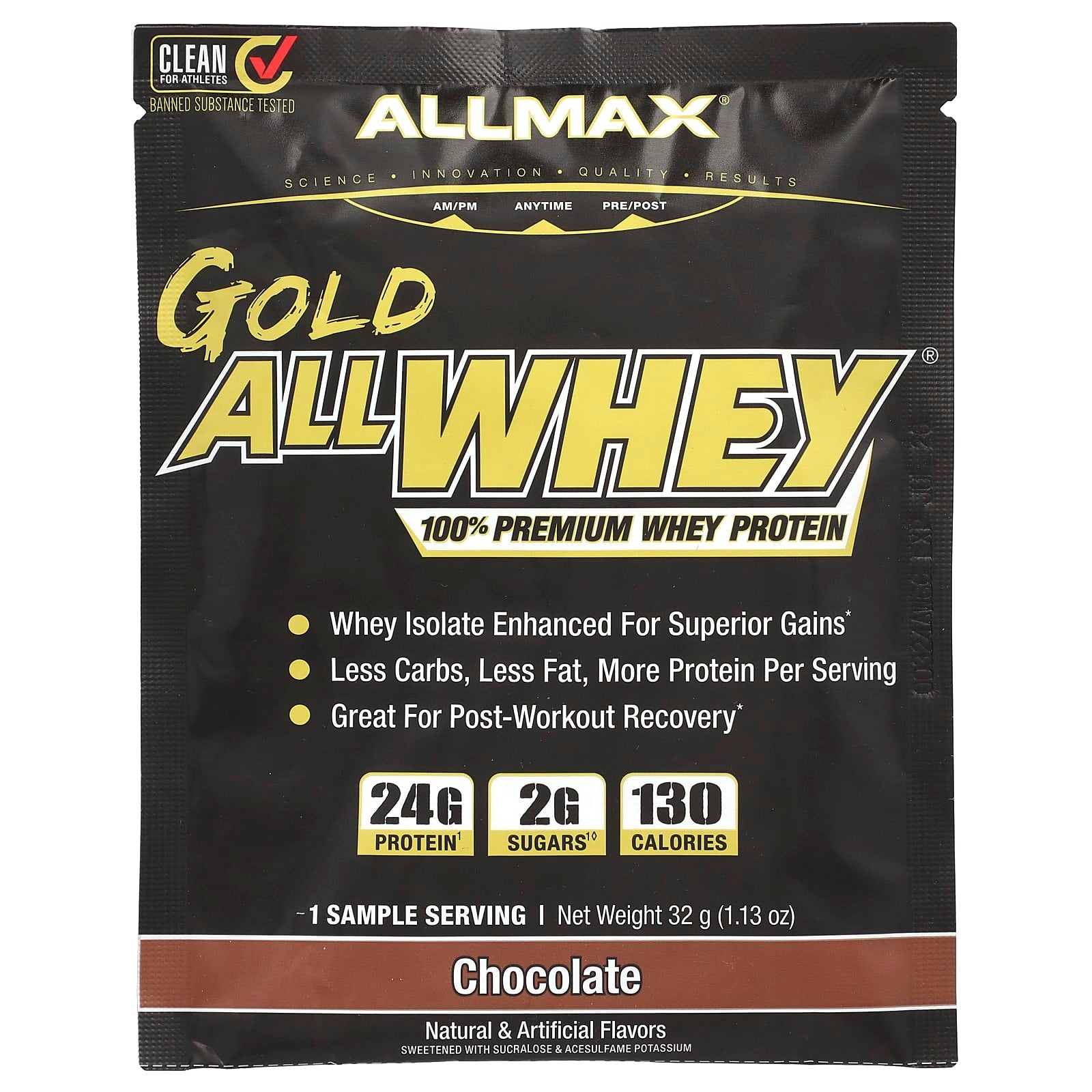 ALLMAX-Gold All Whey-100% Premium Whey Protein-Chocolate-1.13 oz (32 g)