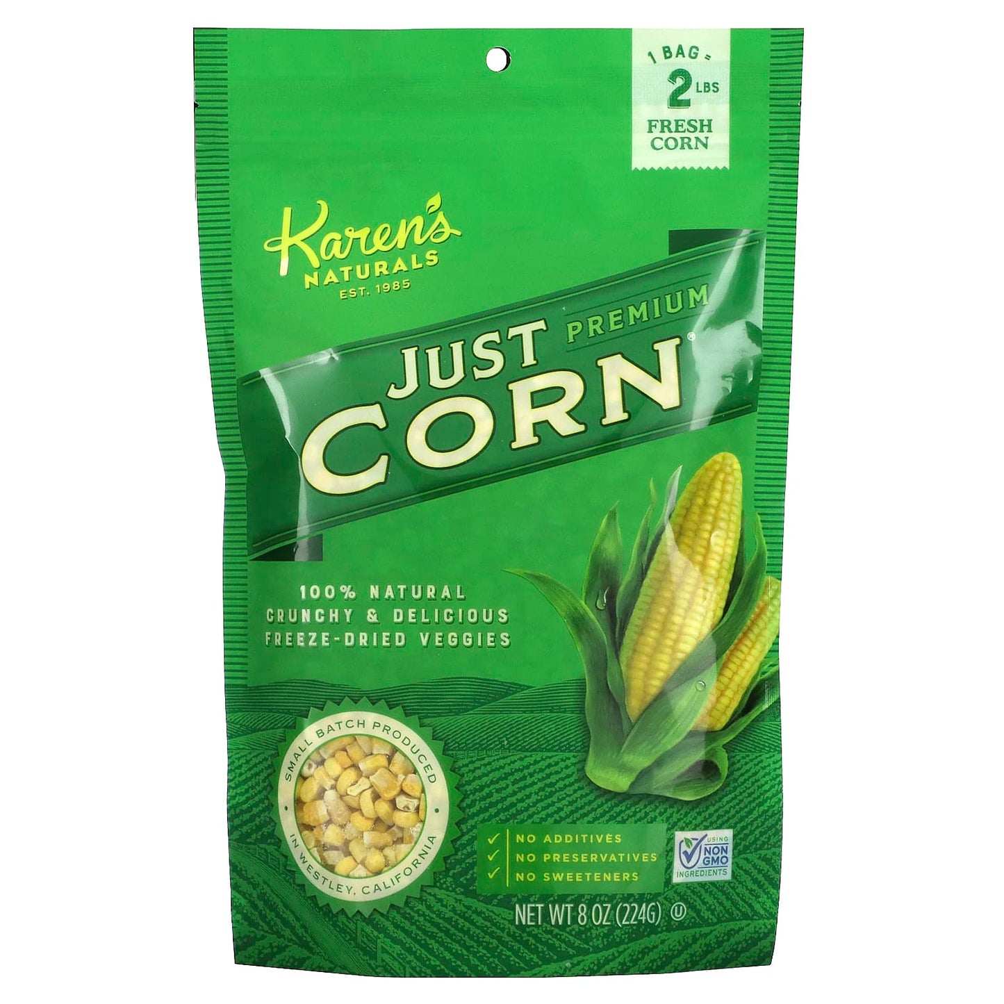 Karen's Naturals-Premium Freeze-Dried Veggies-Just Corn-8 oz (224 g)