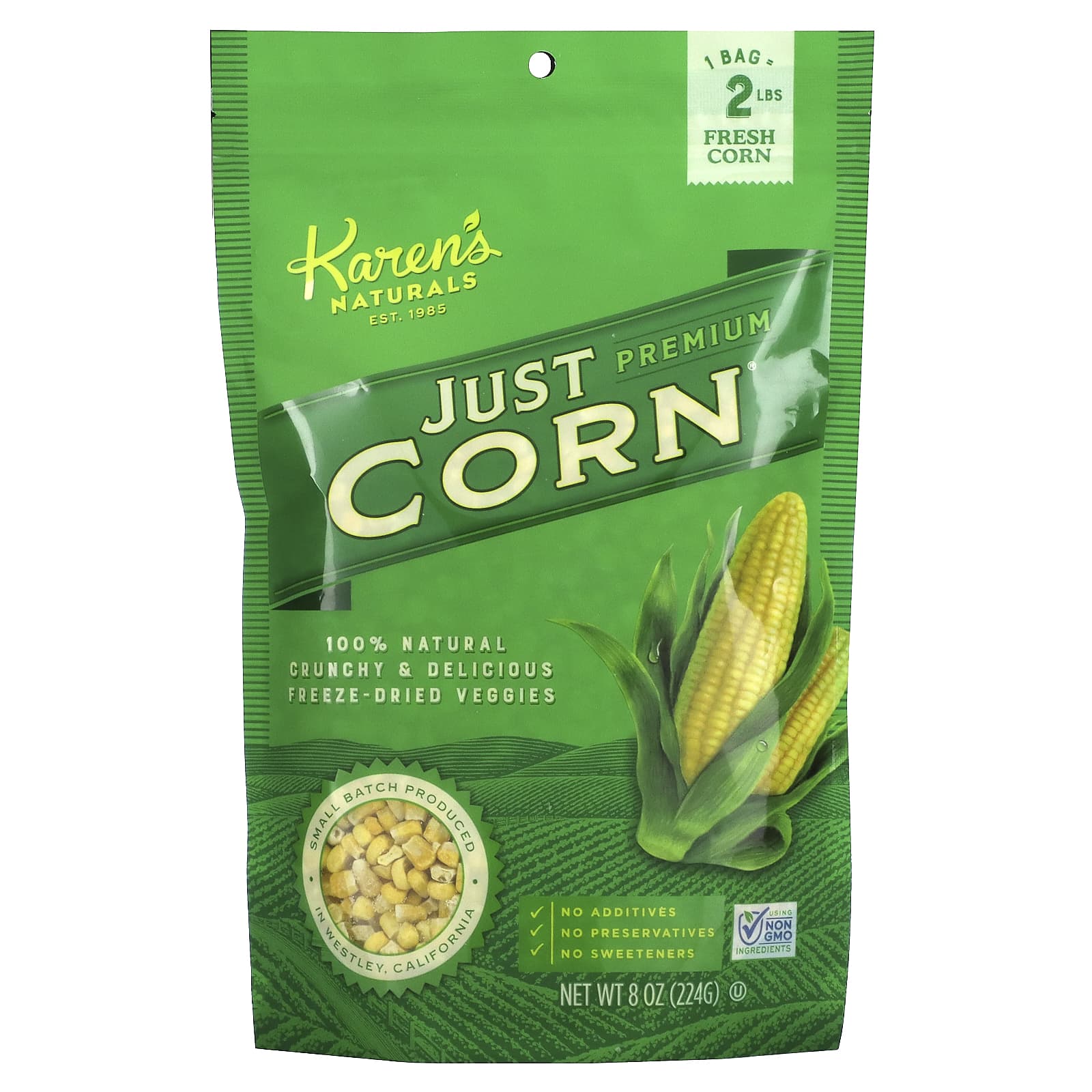 Karen's Naturals-Premium Freeze-Dried Veggies-Just Corn-8 oz (224 g)