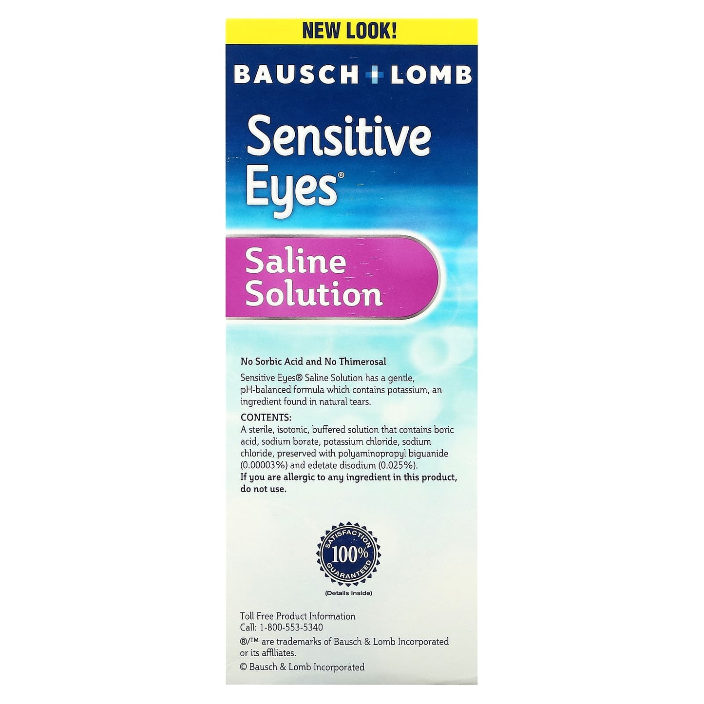 Bausch + Lomb, Saline Solution, Sensitive Eyes, 12 fl oz (355 ml)