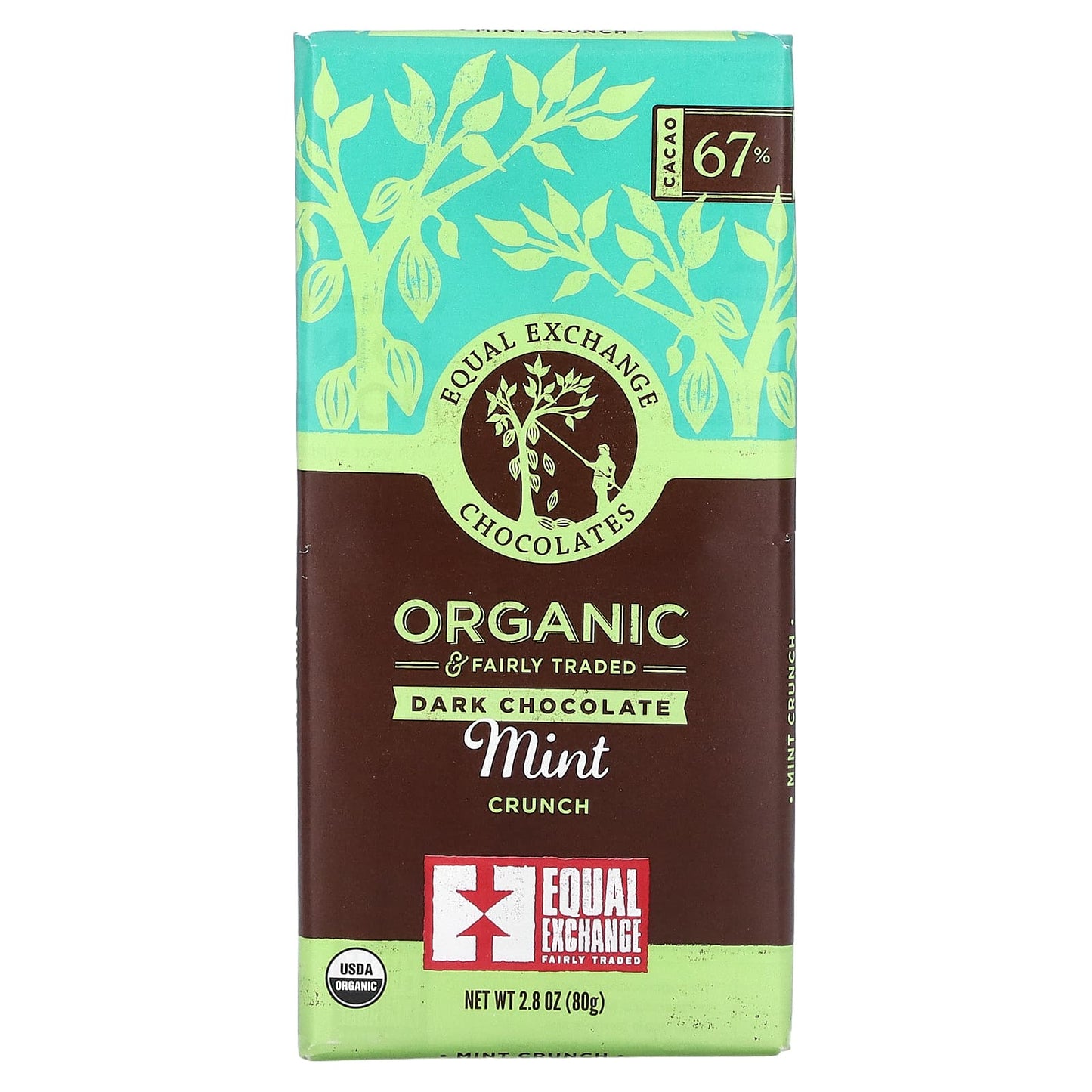 Equal Exchange-Organic Dark Chocolate-Mint Crunch-2.8 oz (80 g)