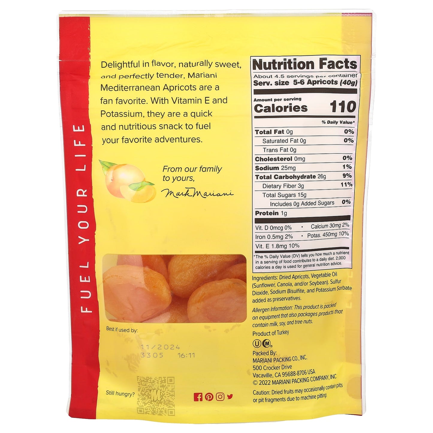 Mariani Dried Fruit, Mediterranean Apricots, 6 oz (170 g)