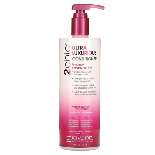 Giovanni-2chic-Ultra-Luxurious Conditioner-To Pamper Stressed-Out Hair-Cherry Blossom + Rose Petals-24 fl oz (710 ml)