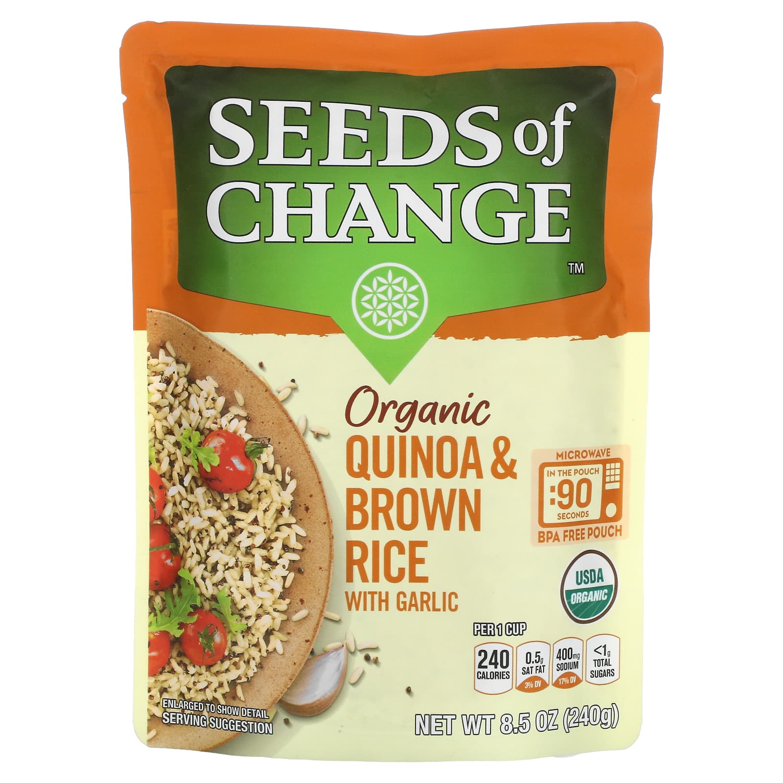 Seeds of Change-Organic-Quinoa & Brown Rice-With Garlic-8.5 oz (240 g)