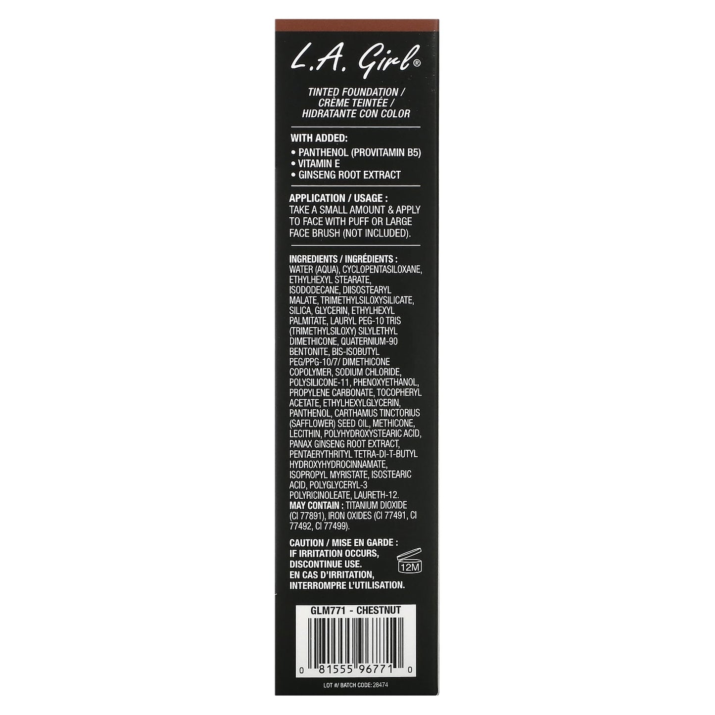 L.A. Girl, Tinted Foundation, Chestnut, 1 fl oz (30 ml)