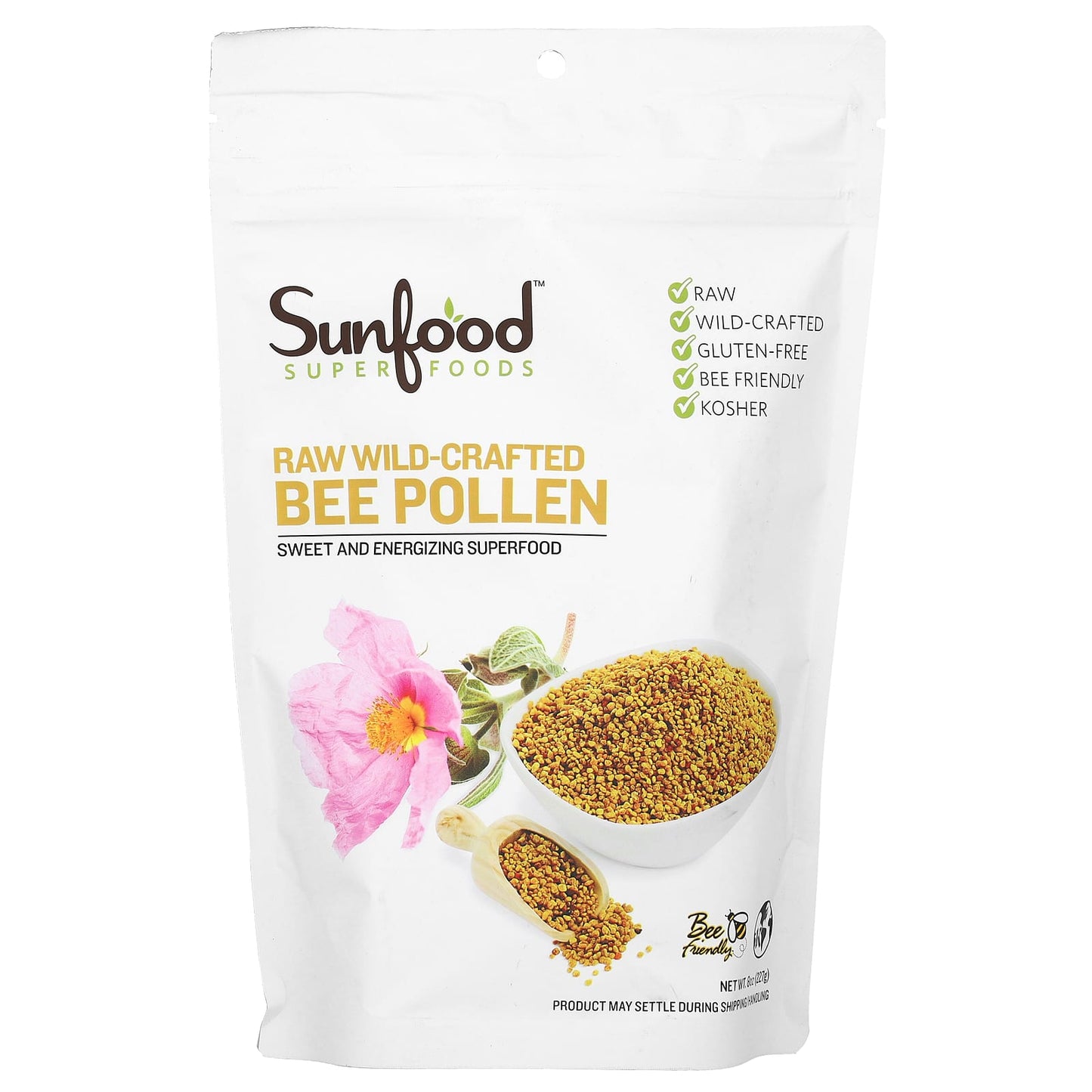 Sunfood-Raw Wild-Crafted Bee Pollen-8 oz (227 g)