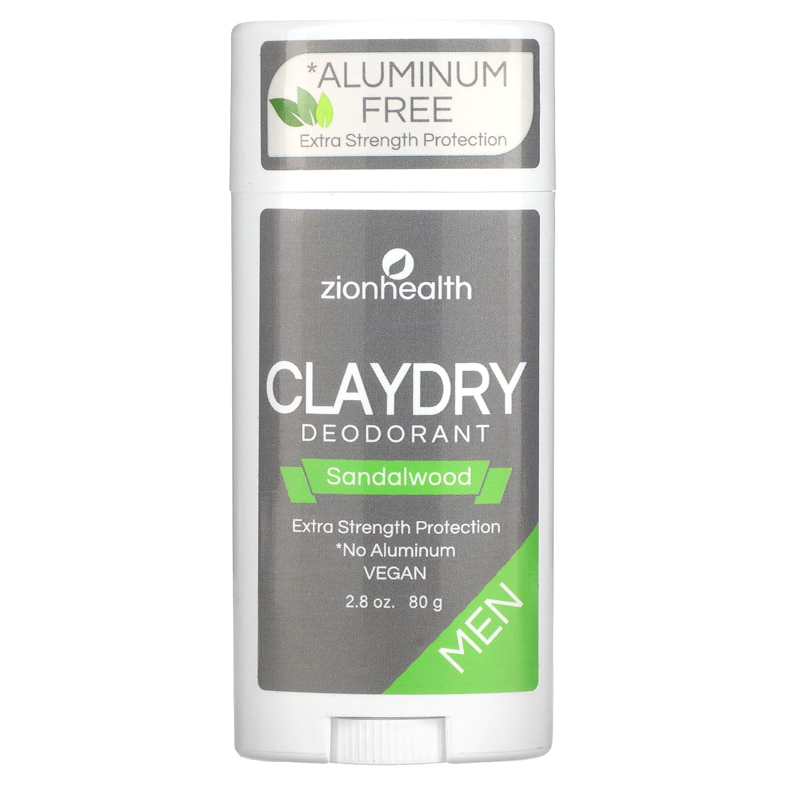 Zion Health-Men-ClayDry Deodorant-Sandalwood-2.8 oz (80 g)