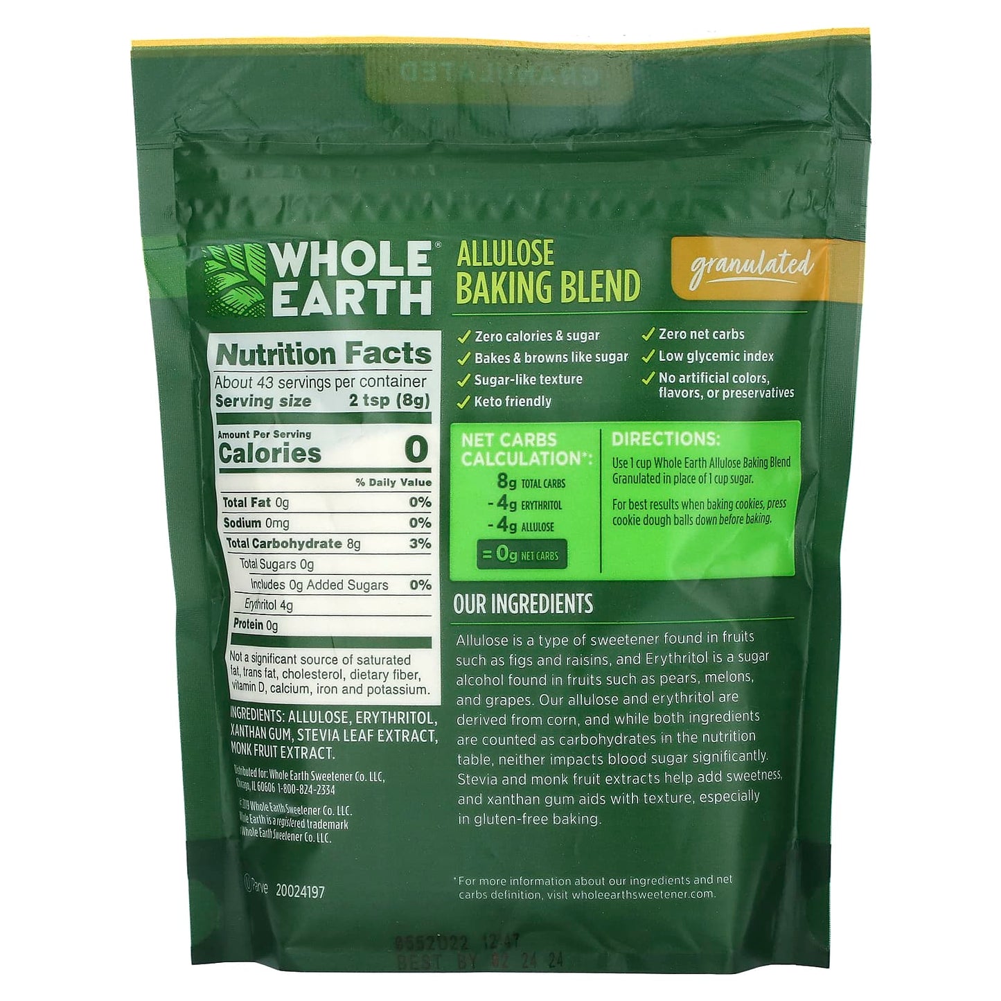 Whole Earth, Allulose Baking Blend, Granulated, 12 oz (340 g)