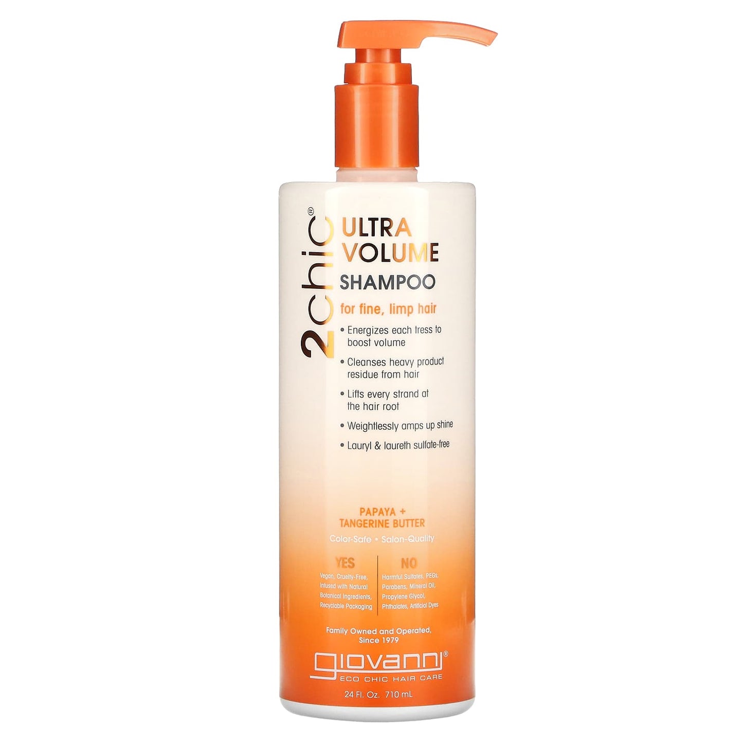 Giovanni-2chic-Ultra-Volume Shampoo-For Fine-Limp Hair-Papaya + Tangerine Butter-24 fl oz (710 ml)