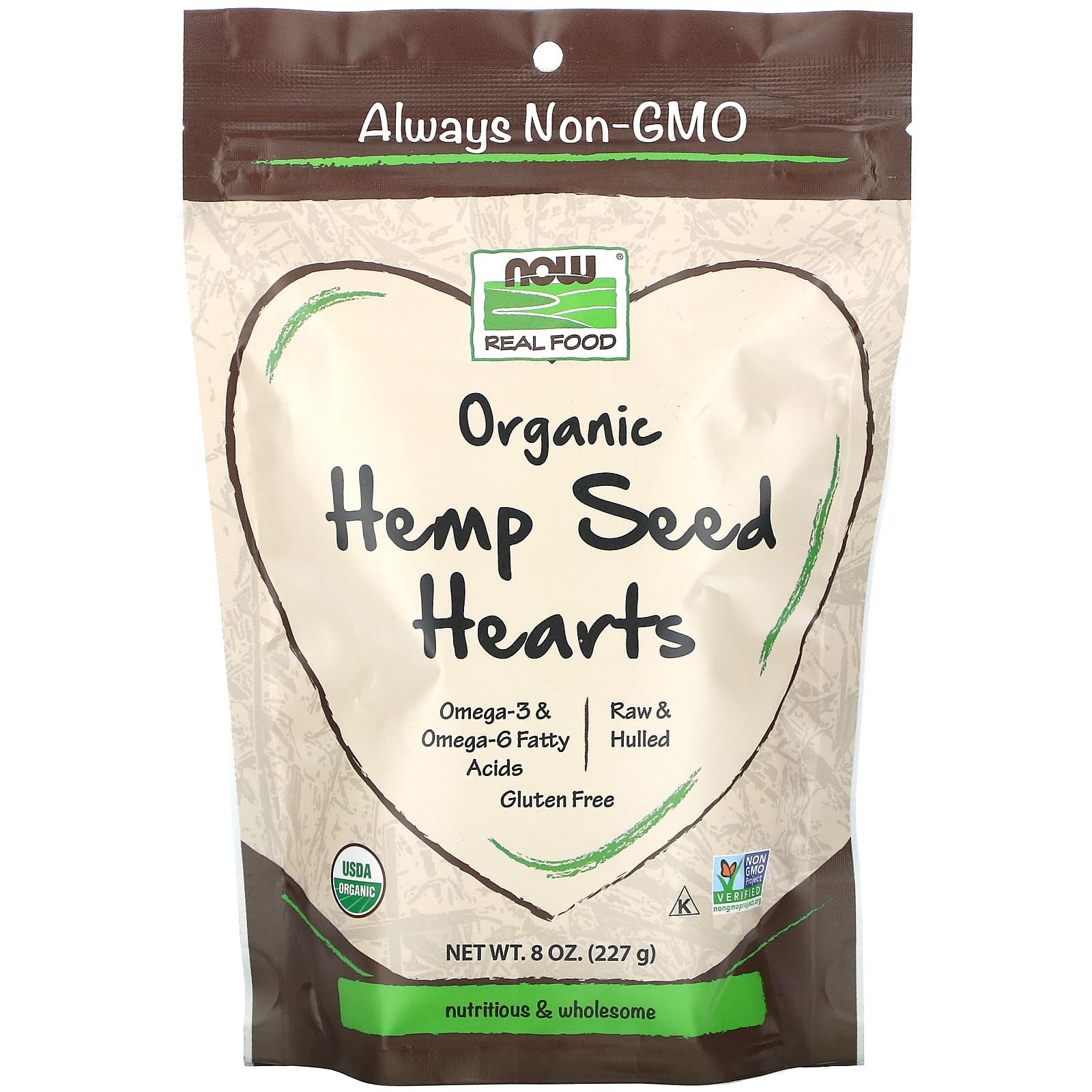 NOW Foods-Real Food-Organic Hemp Seed Hearts-8 oz (227 g)