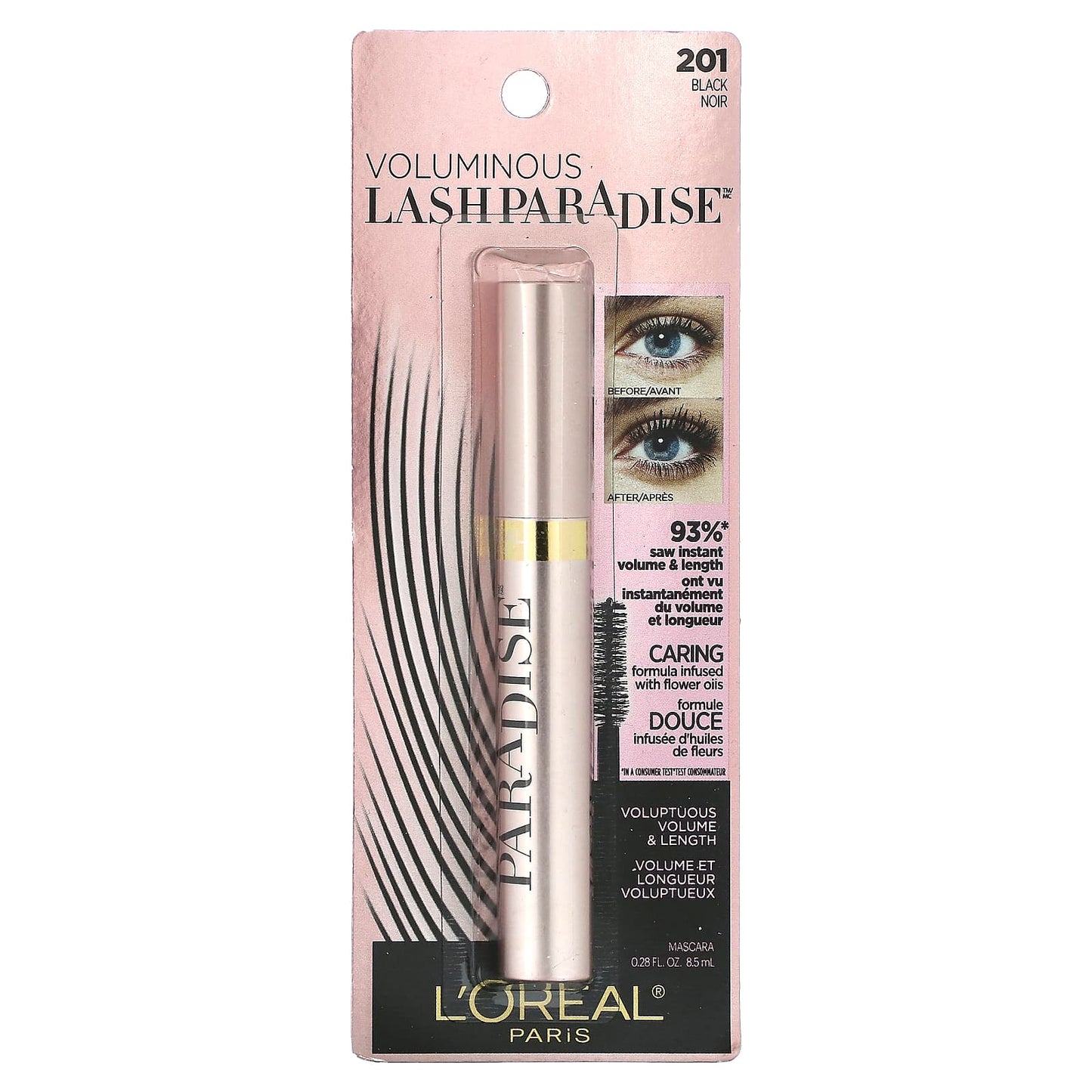 L'Oréal, Voluminous Lash Paradise Mascara, 201 Black, 0.28 fl oz (8.5 ml)