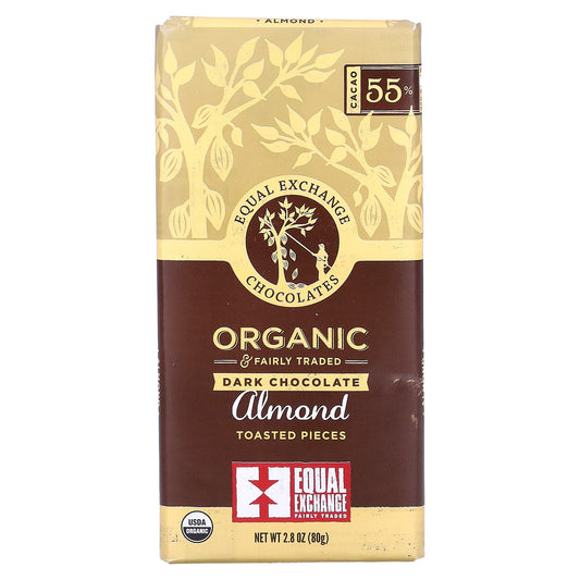 Equal Exchange-Organic Dark Chocolate-Almond Toasted Pieces-2.8 oz (80 g)