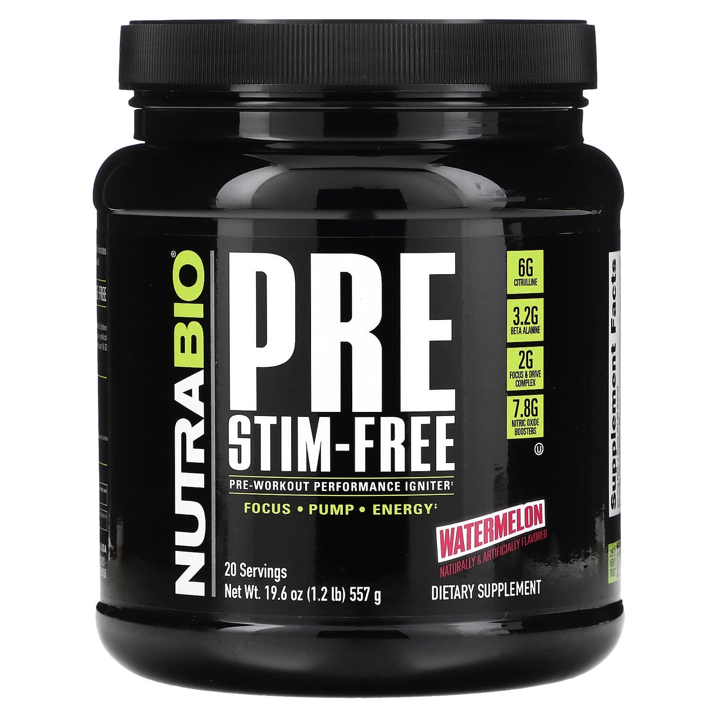 NutraBio-Pre-Workout Performance Igniter-Stim-Free-Watermelon-1.2 lb (557 g)