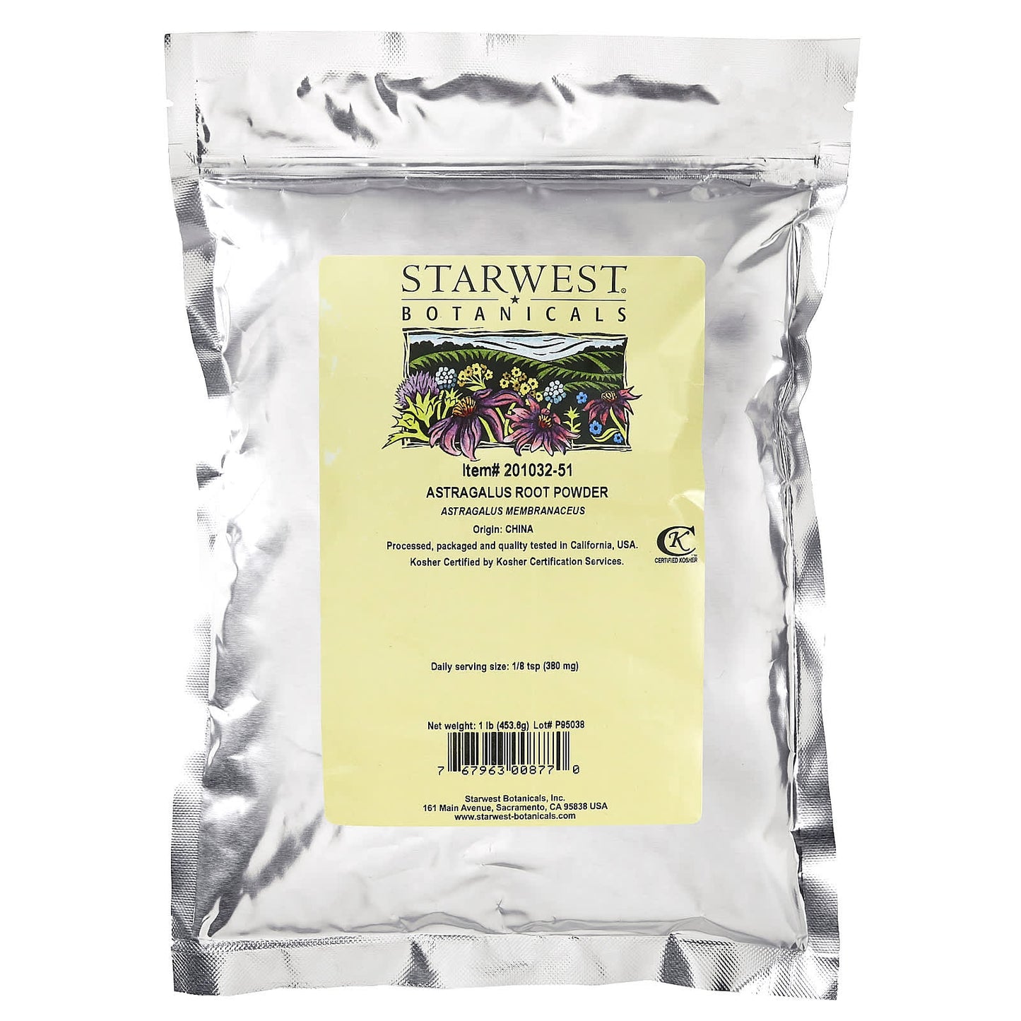 Starwest Botanicals, Astragalus Root Powder, 1 lb (453.6 g)