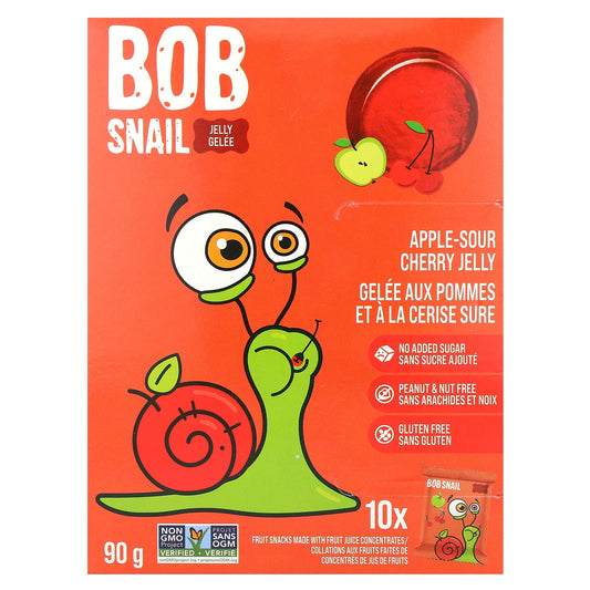 Bob Snail-Fruit Jelly-Apple-Sour Cherry-10 Count-9 g Each