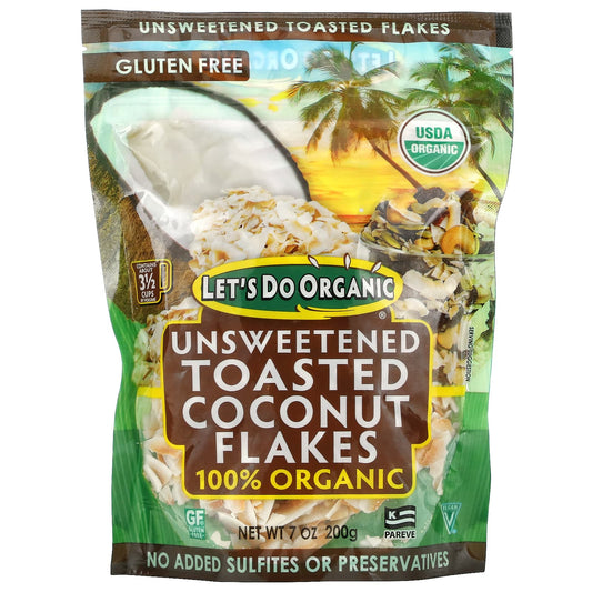 Edward & Sons-Let's Do Organic-100% Organic Unsweetened Toasted Coconut Flakes-7 oz (200 g)