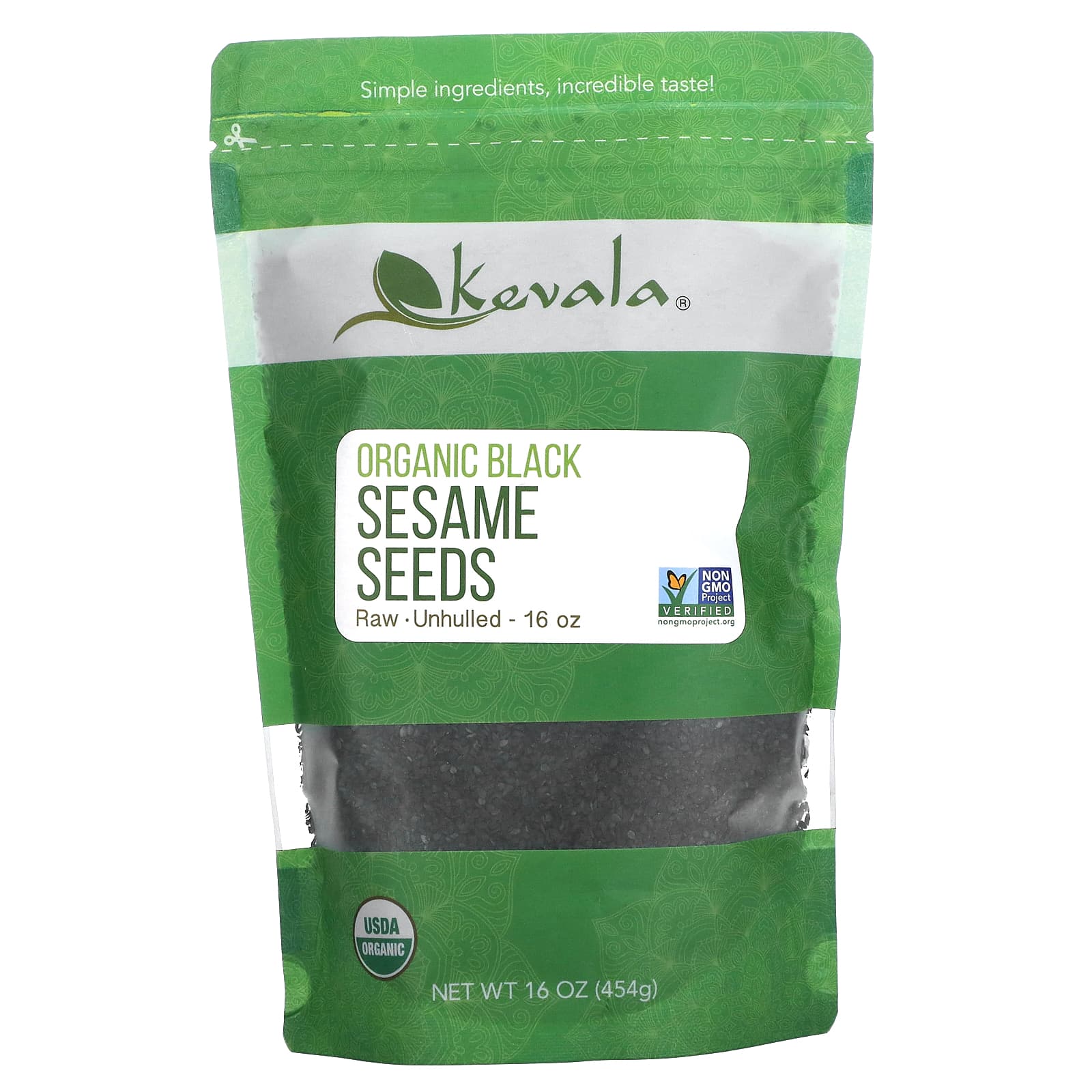 Kevala-Organic Black Sesame Seeds-Raw-Unhulled-16 oz (454 g)